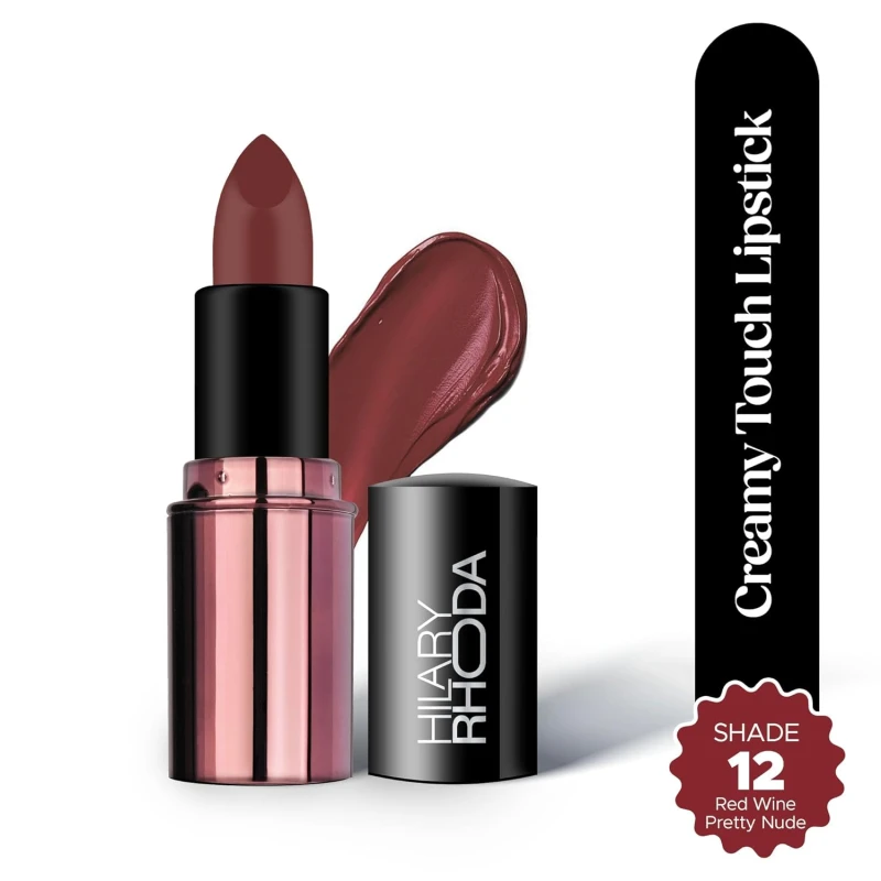 Hilary Rhoda Creamy Touch Lipstick | Infused with Olive Oil, Shea Butter & Vitamin E | Highly Pigmented & Creamy Texture | Long Lasting & Keeps Lips Moisturising - 4g (Red Wine - Shade 12) thumbnail 2